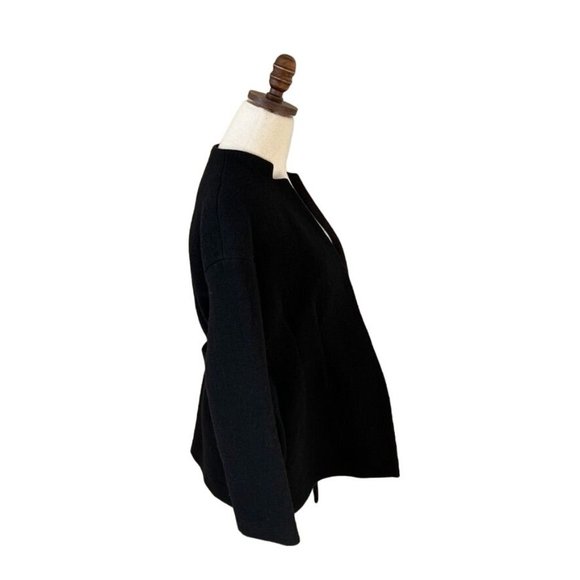 MAJE Belted Jacket Blazer Black Size 2 Collarless Slit Pockets Sash Tie Closure - Picture 5 of 12